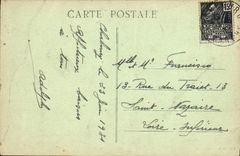 POSTAL Cherbourg de la VENDIMIA el arsenal del Vue antes de los barcos portuarios
