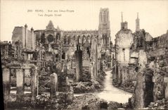 VINTAGE POSTCARD Rheims Street Of the Two Militaria Angels