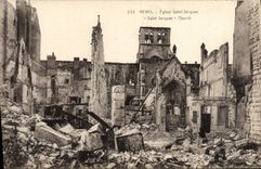 VINTAGE POSTCARD Rheims Church Saint Jacques Militaria