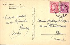 Opinión panorámica de París de la POSTAL de la VENDIMIA tomada de Notre Dame