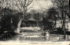 Jardín de Grenoble de la POSTAL de la VENDIMIA de la ciudad y del Bandstand