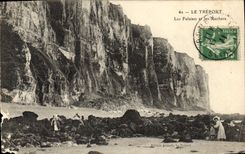 Acantilados y rocas de Treport de la POSTAL de la VENDIMIA
