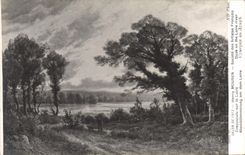 VINTAGE POSTCARD Living room 1913 Henry Mouren Twilight on the Loire