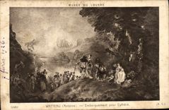 VINTAGE POSTCARD Museum Of Louvre Watteau Loading For Cythere