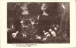 VINTAGE POSTCARD Palate De Fontainebleau the Lady With the Dogs