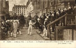 VINTAGE POSTCARD Paris the Town hall the Smoking-room reception of Louis XVI with the town hall July 17th, 1789 Revolution
