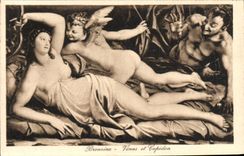 VINTAGE POSTCARD Bronzino Come And Cupid Angel Devil