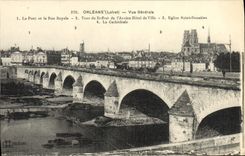 CPA Orleans Vue Generale Le Pont Et La Rue Royale