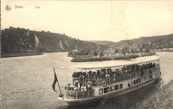 VINTAGE POSTCARD Yvoir the Island Boat