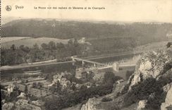 VINTAGE POSTCARD Yvoir the Meuse Seen Of the Rocks De Warenne And De Champalle