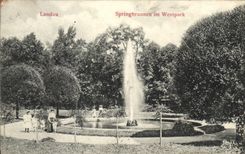 VINTAGE POSTCARD Pram Springbrunnen Im Westpark