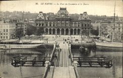 POSTAL Le Havre de la VENDIMIA el puente comercial y la bolsa de acción