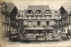 VINTAGE POSTCARD Deauville the Flowered Beach Normandy Hotel Court Norman