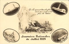 VINTAGE POSTCARD Mationales Days Of July 1929 Lorette Dormans Douaumont Old Armand Militaria