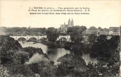 CPA Tours Vue Generale Sur La Loire Le Pont De Pierre La Cathedrale Saint Gatien