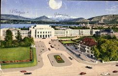 CPM Geneve Le Palais Des Nations Unies Et Le Mont Blanc