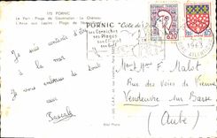 POSTAL MODERNA Pornic la Beach portuaria De Gourmalon el castillo la manija con la playa de los conejos de Noeveillard