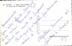 MODERN CARD Troyes Church Urbain Saint And Jardin Of the Prefecture