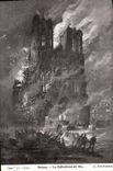 CPA Reims La Cathedrale En feu Militaria 