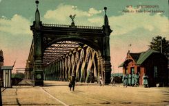 VINTAGE POSTCARD Strasbourg Pont Of the Rhine Rivets badoise Soldats