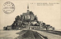 CPA Mont St Michel Vue Prise De La Digue Mount St Michel