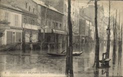 VINTAGE POSTCARD Floods Of Paris the footbridges Street Saint Charles