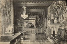 VINTAGE POSTCARD Interior Pau Of the Castle Room To be slept Of Jeanne D' Albert