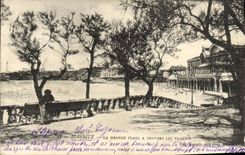 VINTAGE POSTCARD Biarritz Main beach Through Tamaris