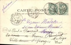 VINTAGE POSTCARD Biarritz Main beach Through Tamaris