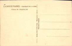 POSTAL Francia suave Loire ch4ateau Castle De Valencay de la VENDIMIA