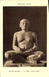 VINTAGE POSTCARD Musee Of Louvre Sculpture Egyptian the Scribe Rules Painted