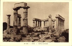 VINTAGE POSTCARD Greek Art Egine Temple D' Athena