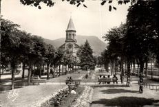 MODERN CARD Bourboule Gardens And the Church