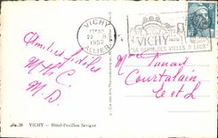 VINTAGE POSTCARD Vichy Hotel Sevigne House