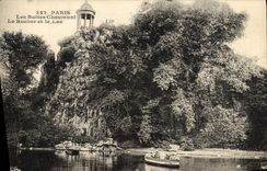 CPA Paris Les Buttes Chaumont Le rocher et le lac 