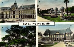 CPM Rennes Le Palais du Commerce Jardin Anglais du thabor Cedre