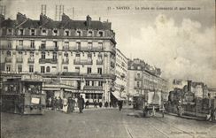 VINTAGE POSTCARD Nantes the Place of the Trade and Quay Brancas Tram Train
