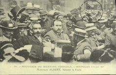 REPRO Souvenir of the viticultural meeting Montpellier June 9th, 1907 Marcellin Albert greeting crowd
