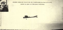 REPRO Grande Semaine D'Aviation De Champagne 26 aout Latham en plein vol Monoplan Antoinette Aviation