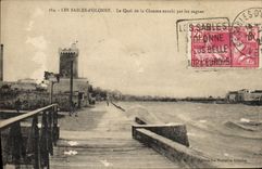 POSTAL de la VENDIMIA Sables d'Olonne el Quay de la paja invadido por los Juegos Olímpicos vagos