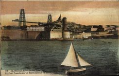 CPA Marseille Le fort St Jean Le pont transbordeur et Notre Dame de la Garde Bateau 
