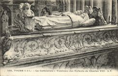 VINTAGE POSTCARD Tours the Cathedral Tomb of the Children of Charles VIII
