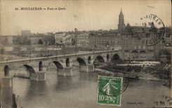 VINTAGE POSTCARD Montauban Bridge and Quais