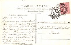 Opinión panorámica de Biarritz de la POSTAL de la VENDIMIA de la roca de la Virgen durante la tormenta