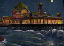 VINTAGE POSTCARD Thrown Nice Walk Night effect