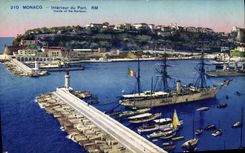 VINTAGE POSTCARD Interior Monaco of the Port Boat