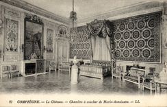 El sitio del castillo de Compiegne de la POSTAL de la VENDIMIA tiene que dormir de Marie Antonieta