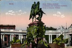 VINTAGE POSTCARD Berlin Kaiser Withelm Denkmal Lion