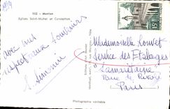 POSTAL MODERNA Menton Saint Michel y diseño de la iglesia