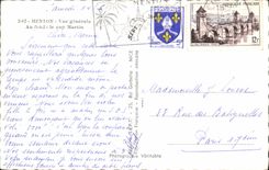 POSTAL MODERNA Menton ver en la parte inferior el cabo Martin